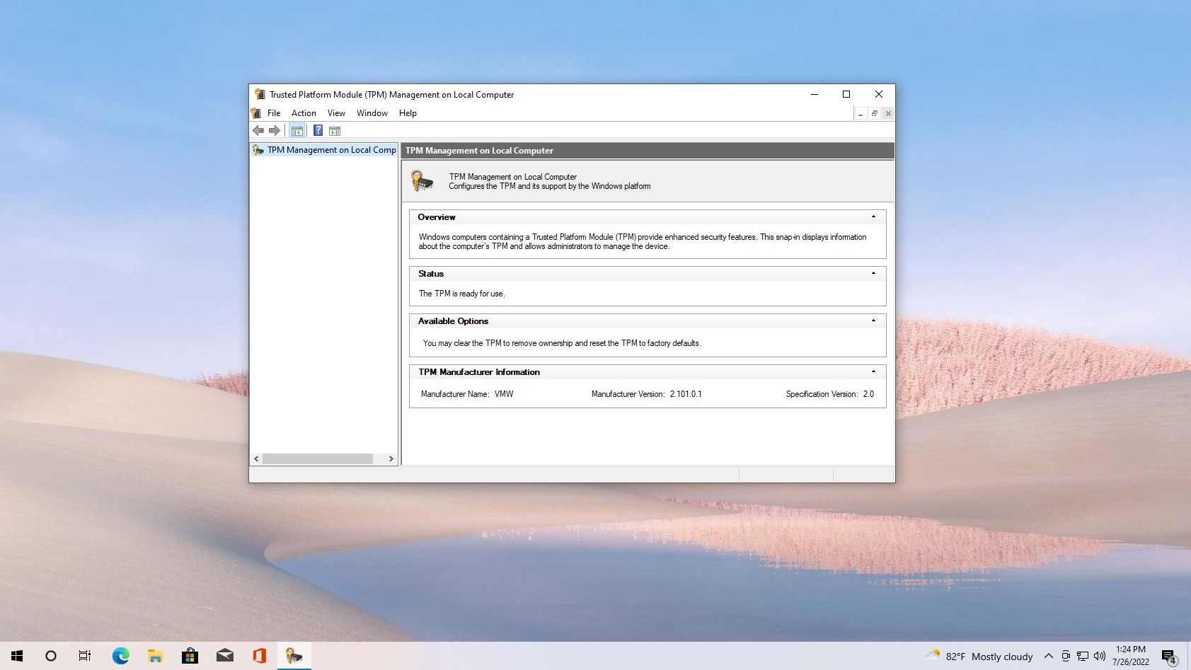 Windows 10 check TPM 2.0 support