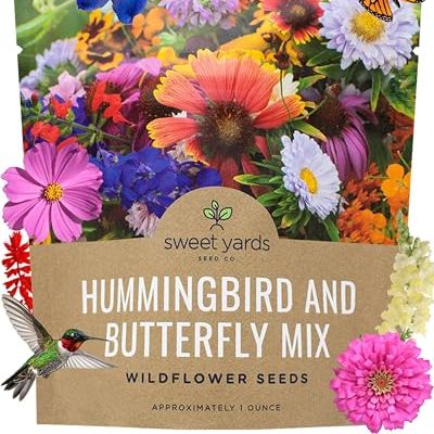 Wildflower Seeds Butterfly and Humming Bird Mix - Large 1 Ounce Packet 7,500+ Seeds - 23 Open Pollinated Annual and Perennial Species