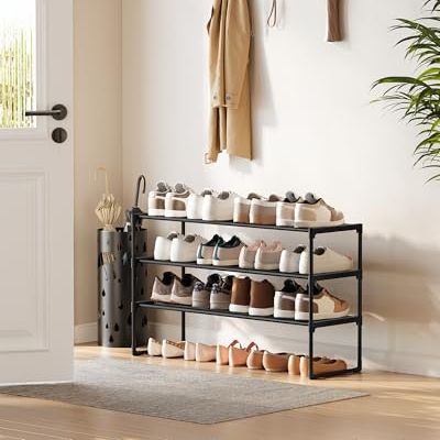 Songmics 3-Tier Shoe Rack, Metal Shoe Storage Organiser