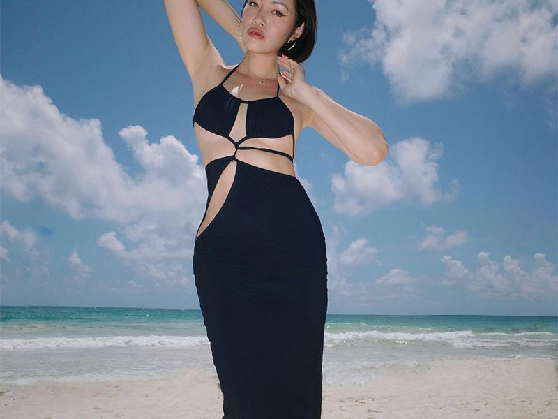 palm beach dress code Ocean Life Pink Maxi Hawaiian Dress with Flattering Smock main image 0