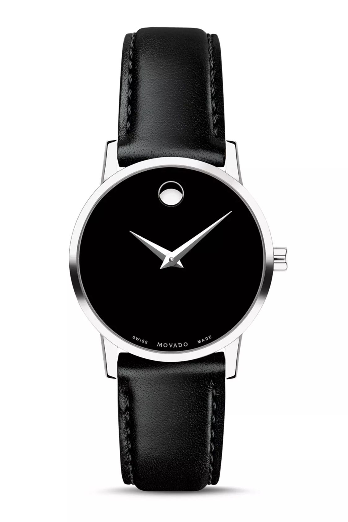 Movado Museum Classic Black Leather Strap Watch, 28mm