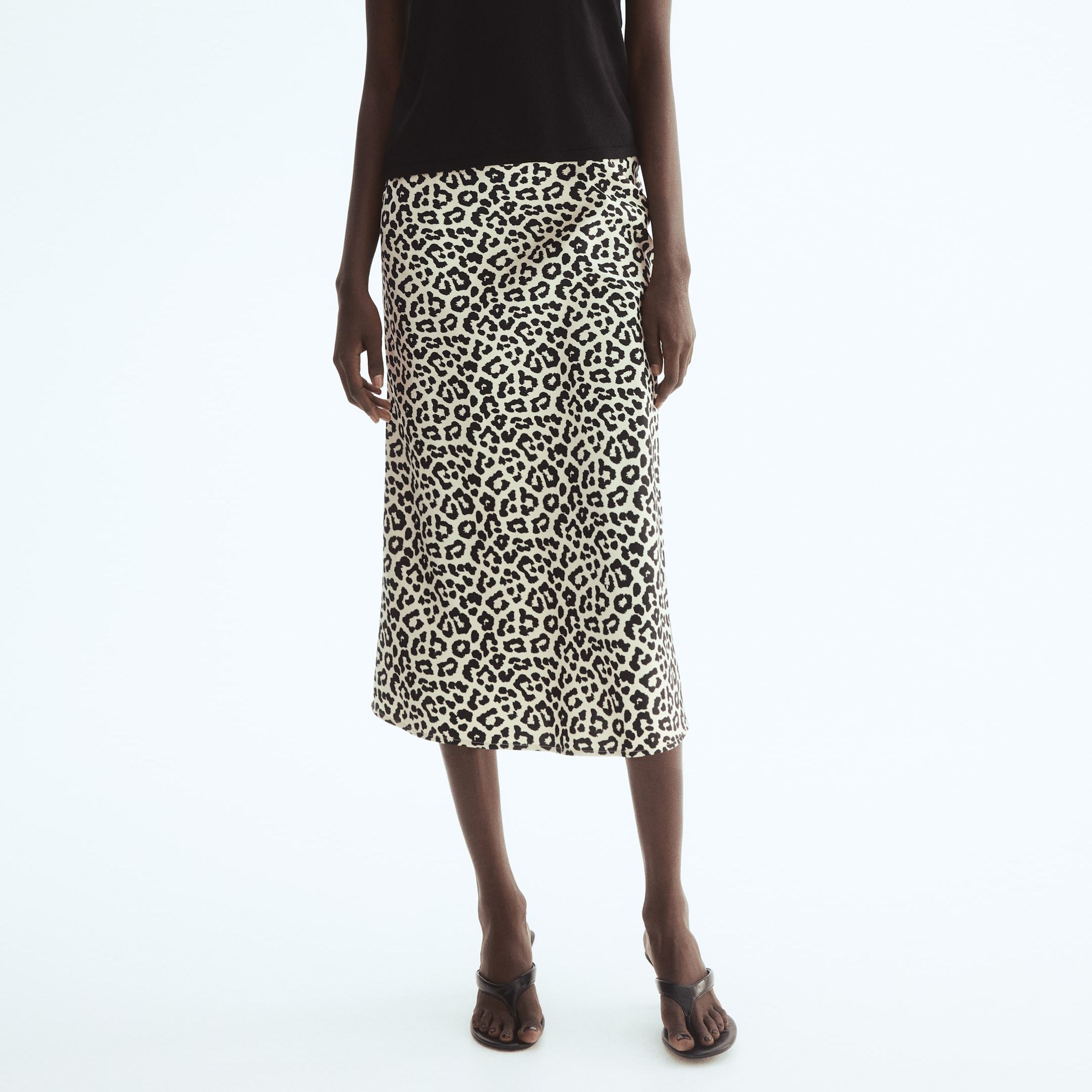 Midi Skirt - Beige/leopard Print