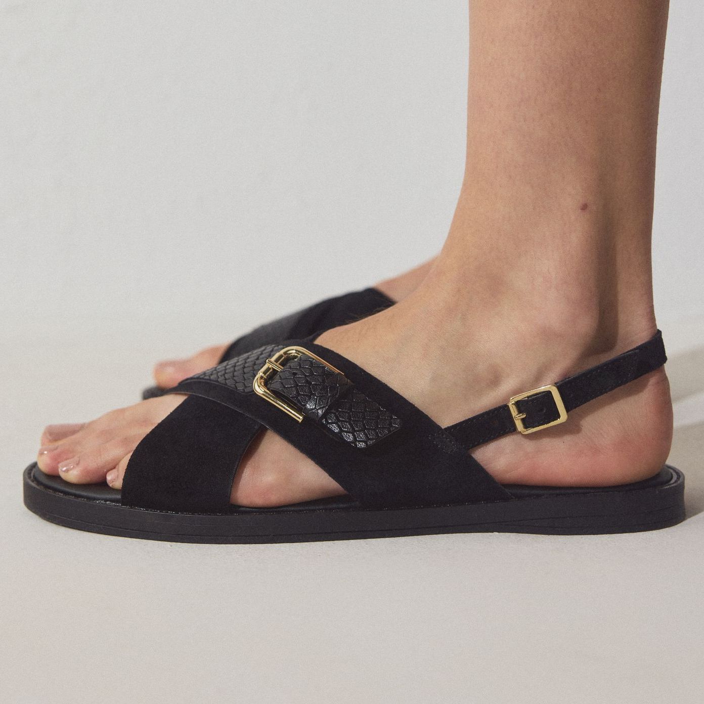 Next Black Suede Forever Comfort Sandals