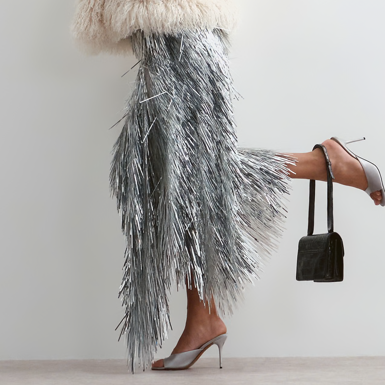 ASOS , Silver Sequin Maxi Skirt