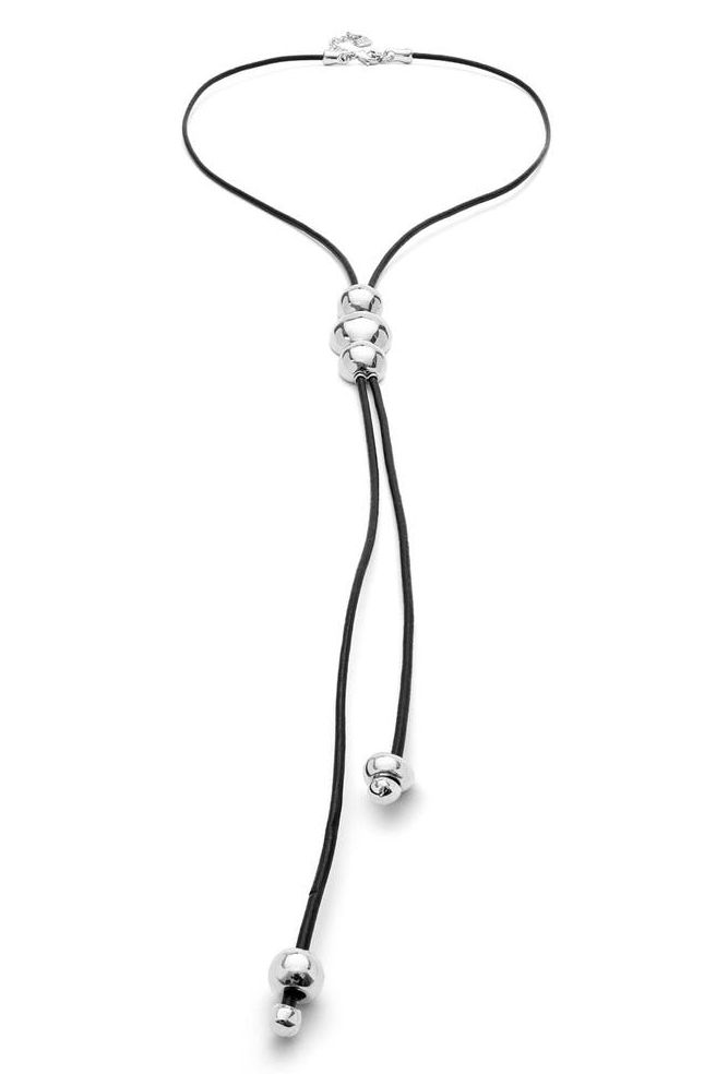 Triple-Bead Leather Necklace