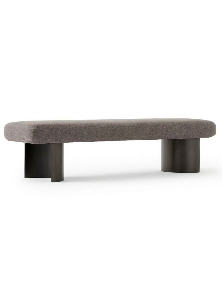 CB2, Argyle 63&quot; Grey Linen Upholstered Bench