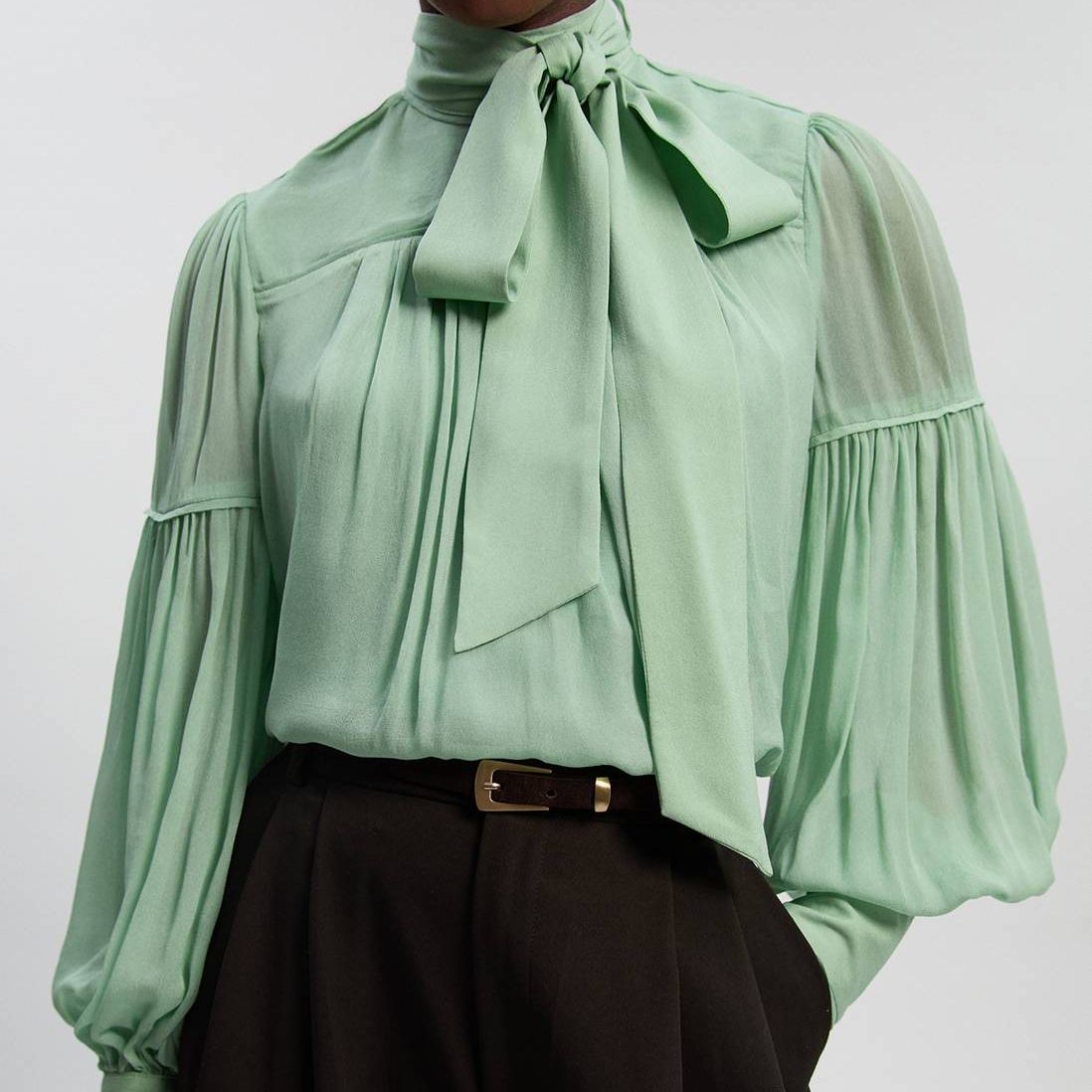 Karen Millen Mint Georgette Woven Blouse