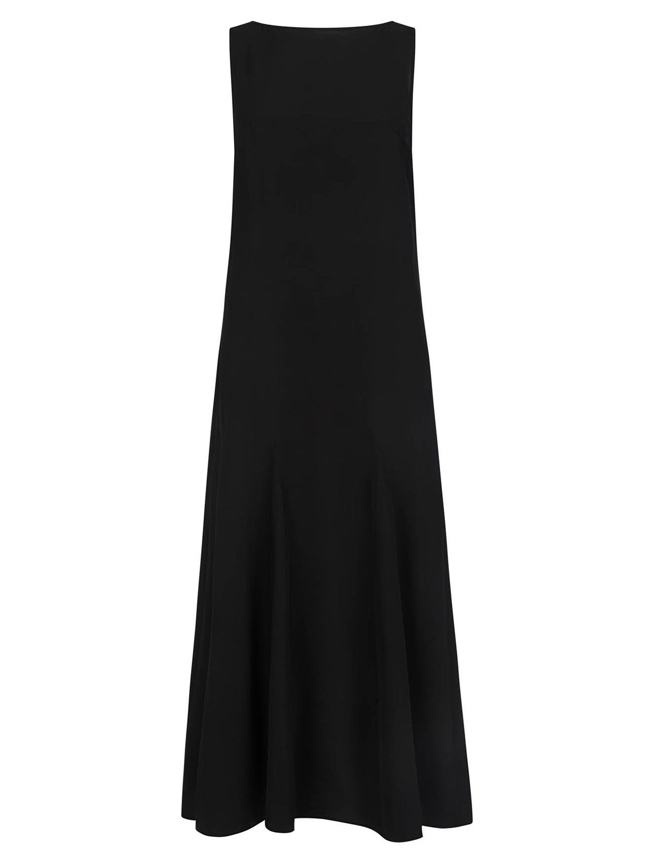 Godet Dress in Silk Crepe De Chine