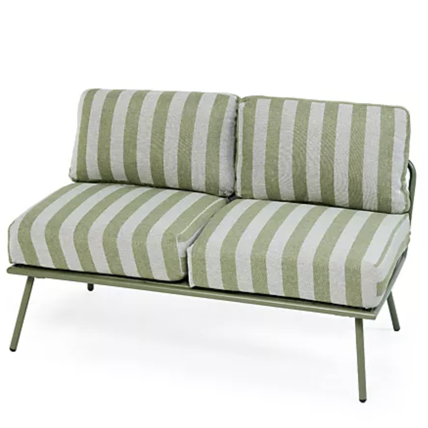 green striped outdoor sofa