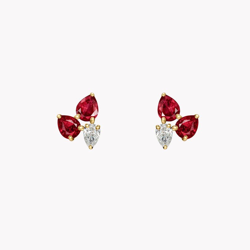 Ruby &amp;amp; Diamond Cluster Studs