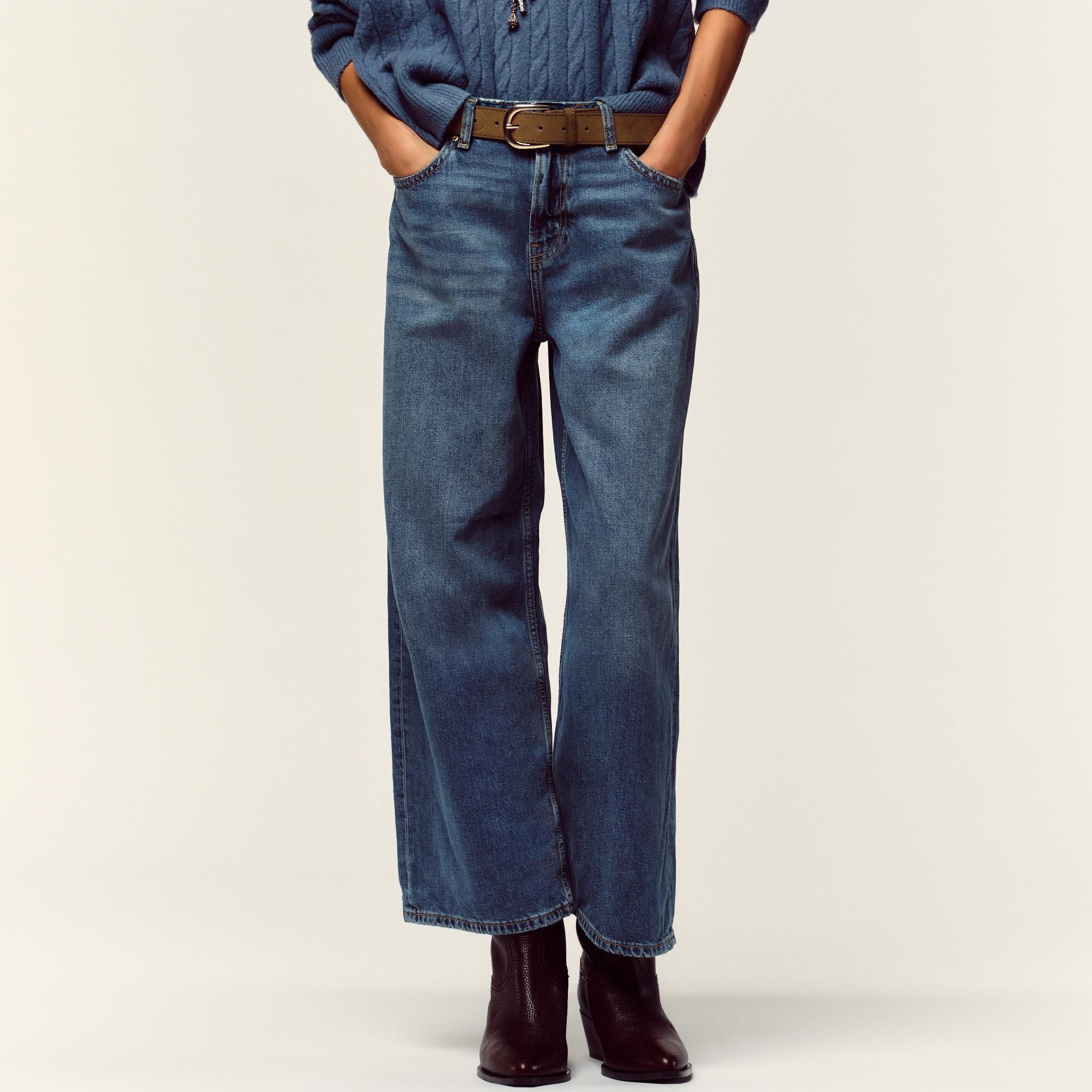 Z.08 Wide-Leg Cropped High-Waist Jeans With Belt