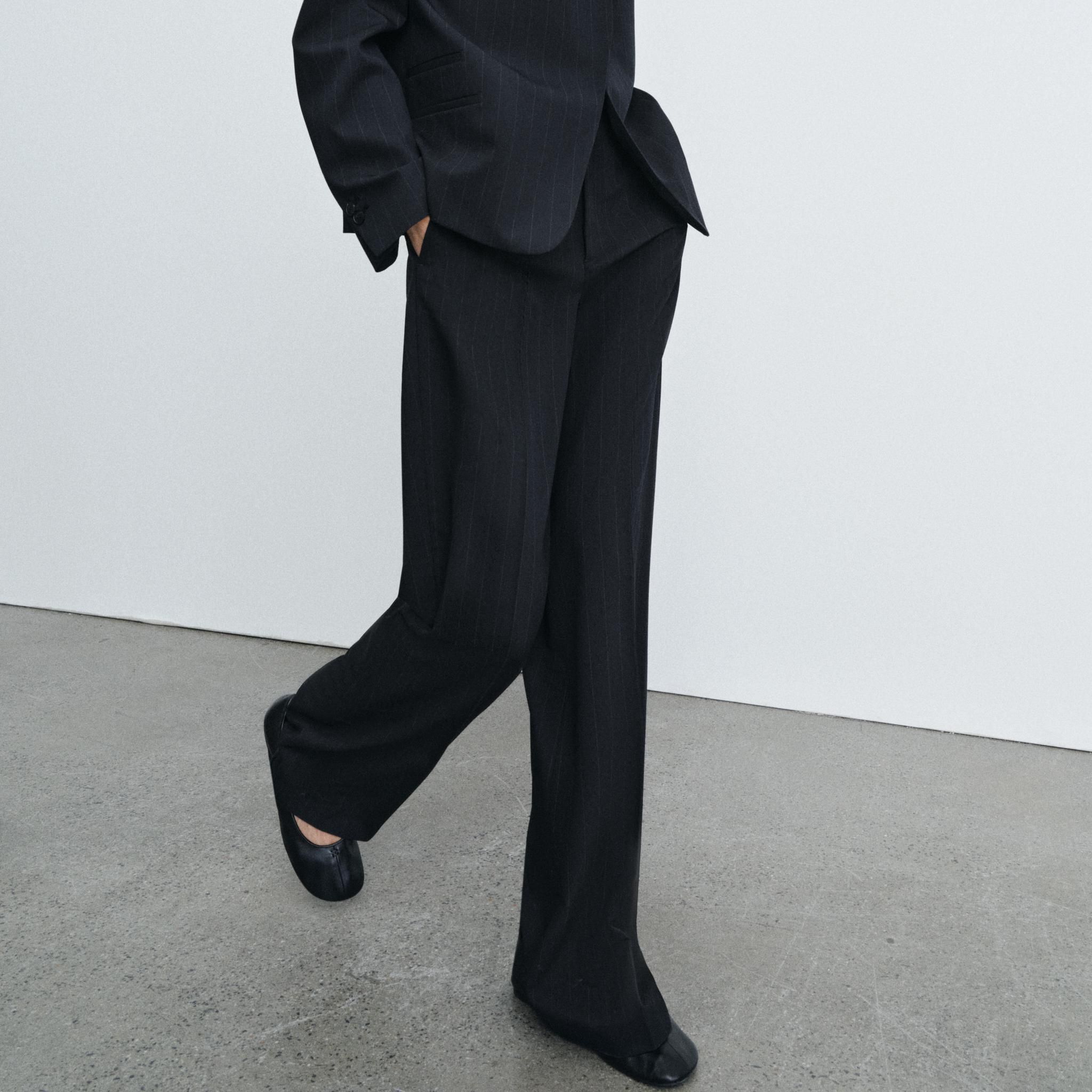 High-Waist Pinstripe Trousers Zw Collection