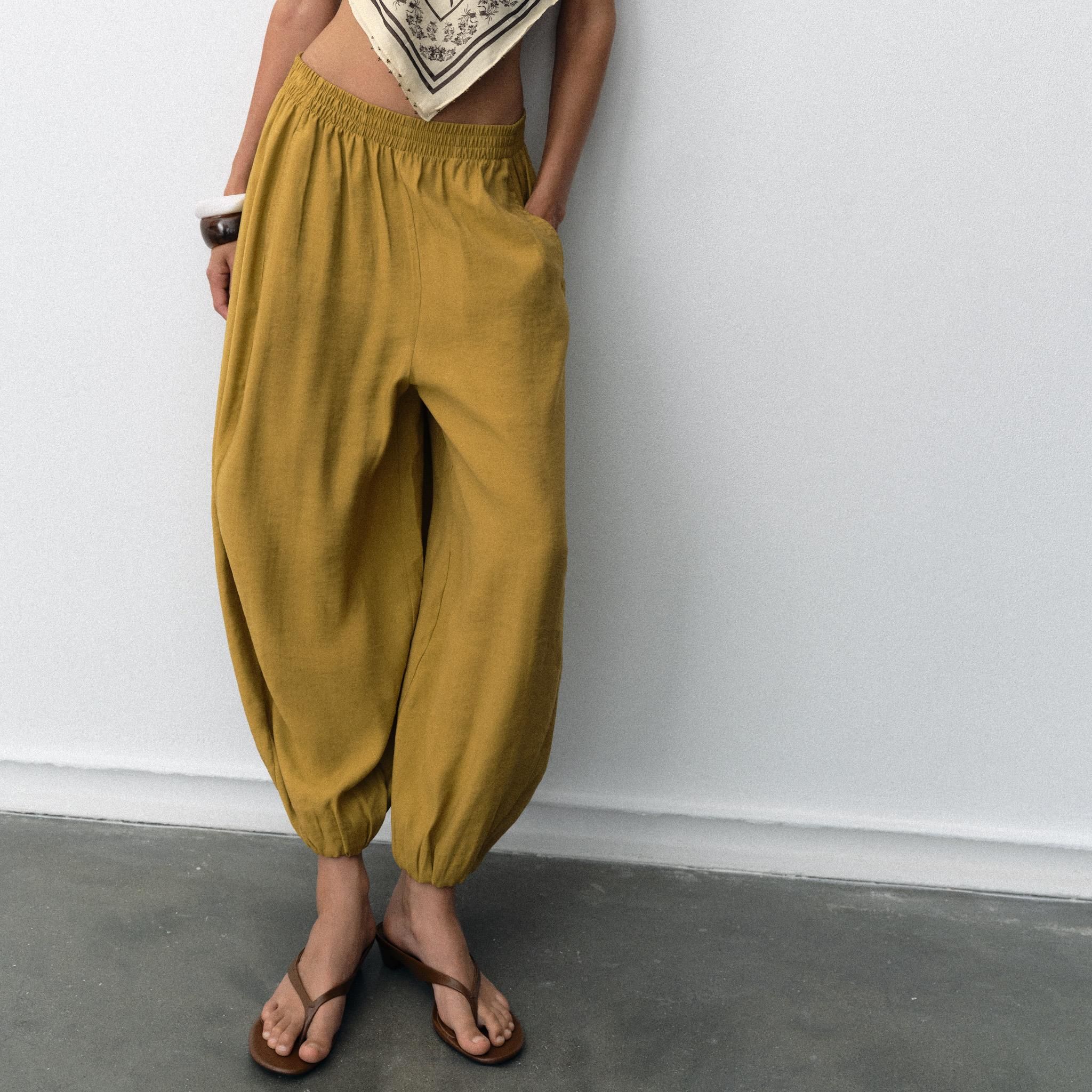 Volume Sarouel Trousers - Mustard - Xs
