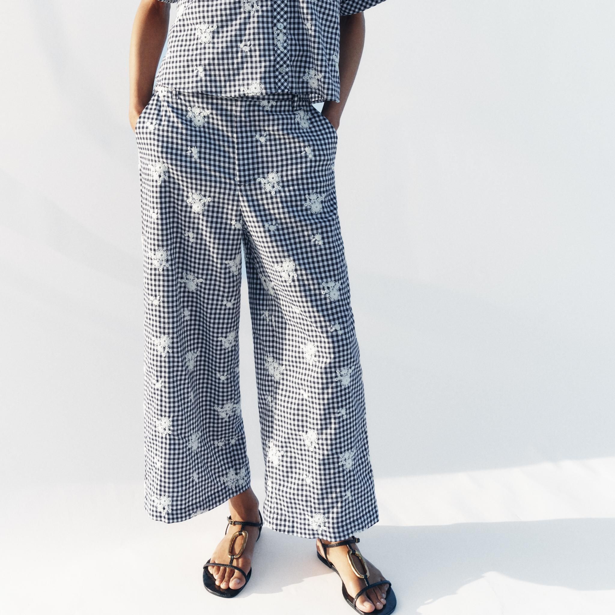 Embroidered Check Culottes