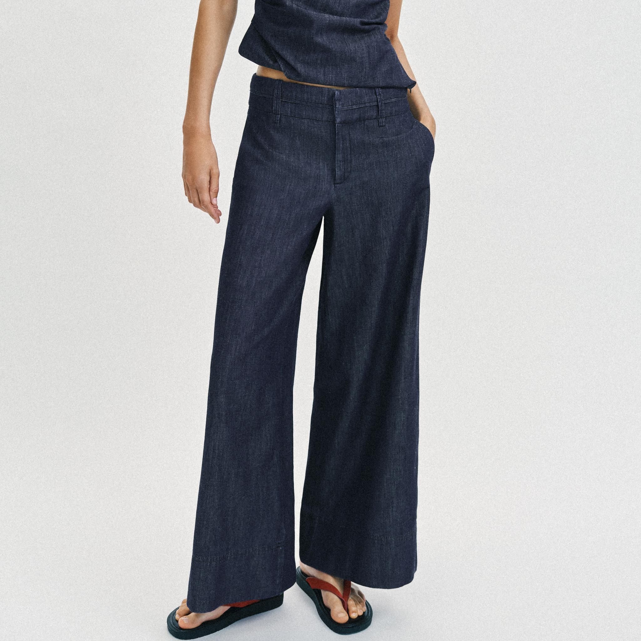 Linen Blend Wide-Leg Trousers