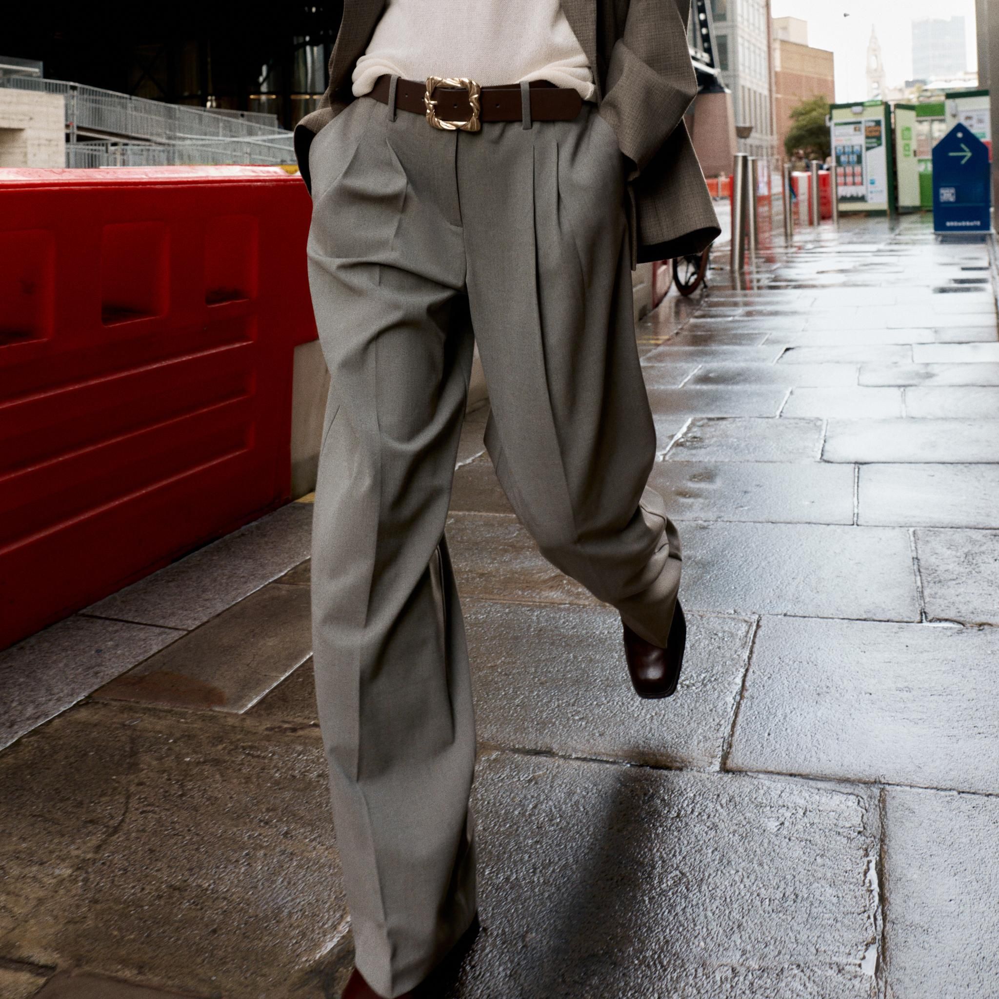 Belted Straight-Leg Trousers