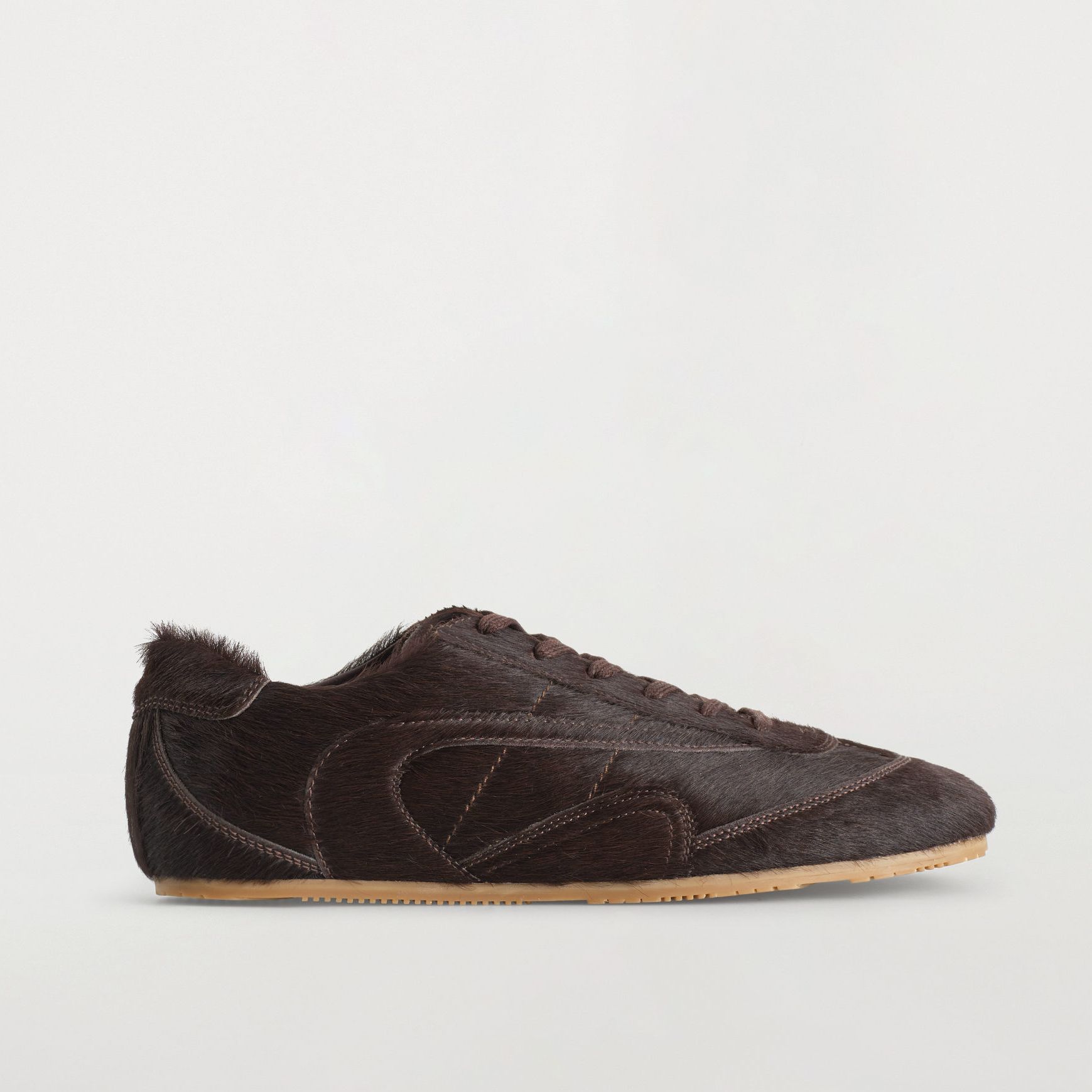 Minimal Pony Hair-Effect Leather Trainers