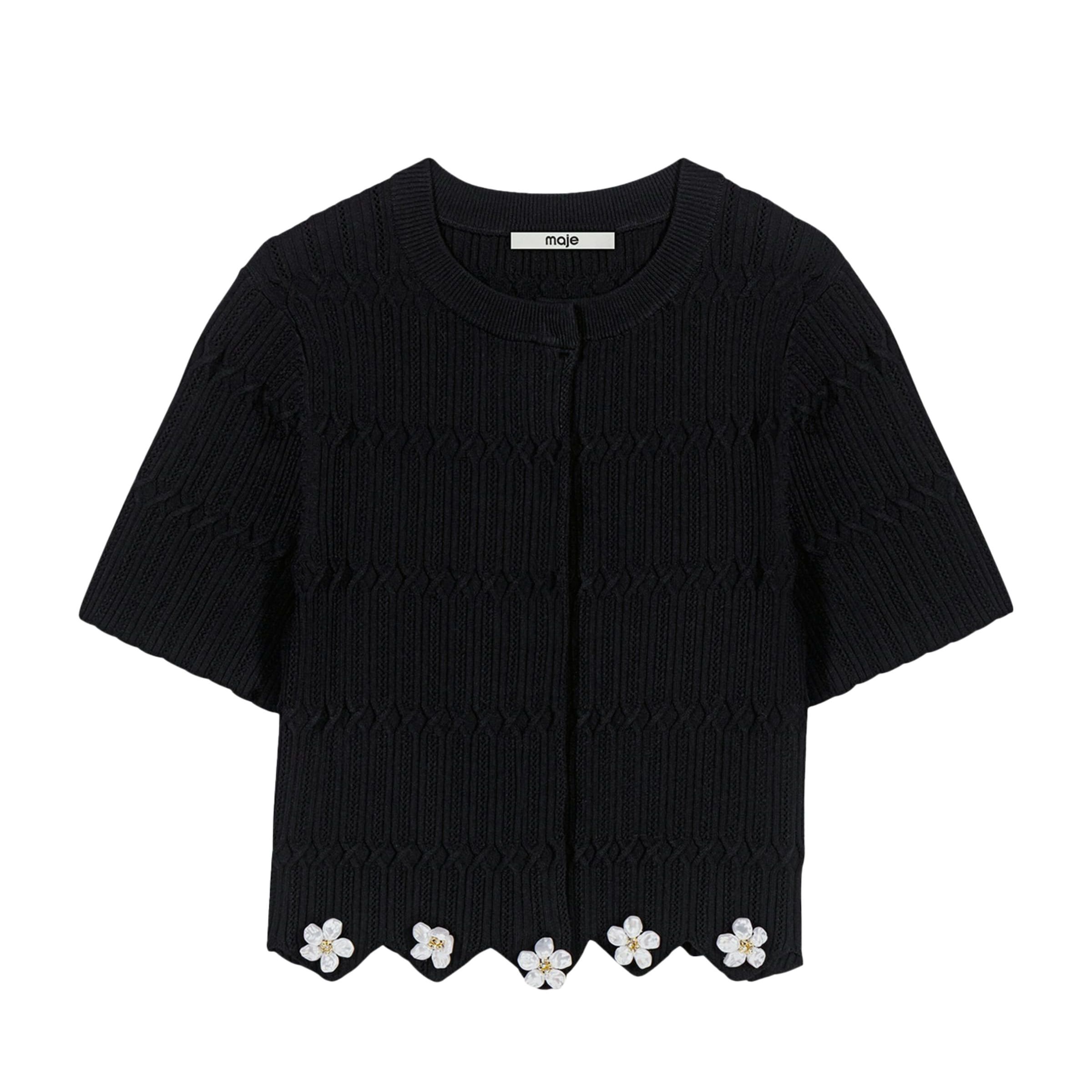 Maje Short-Sleeve Daisy Cardigan