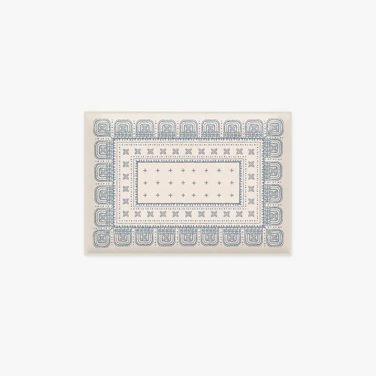 Ruggable blue and white bath mat