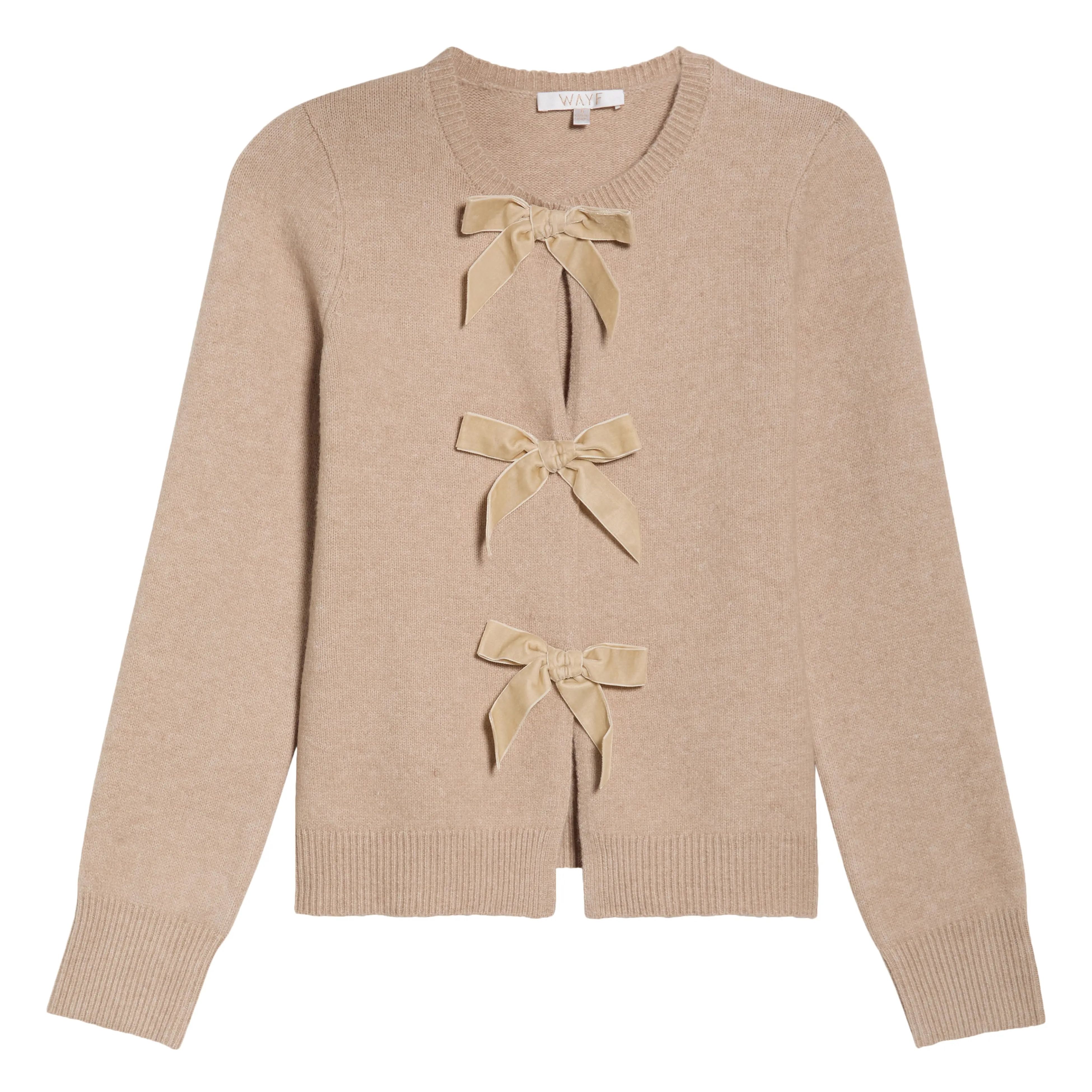 Wayf velvet bow sweater