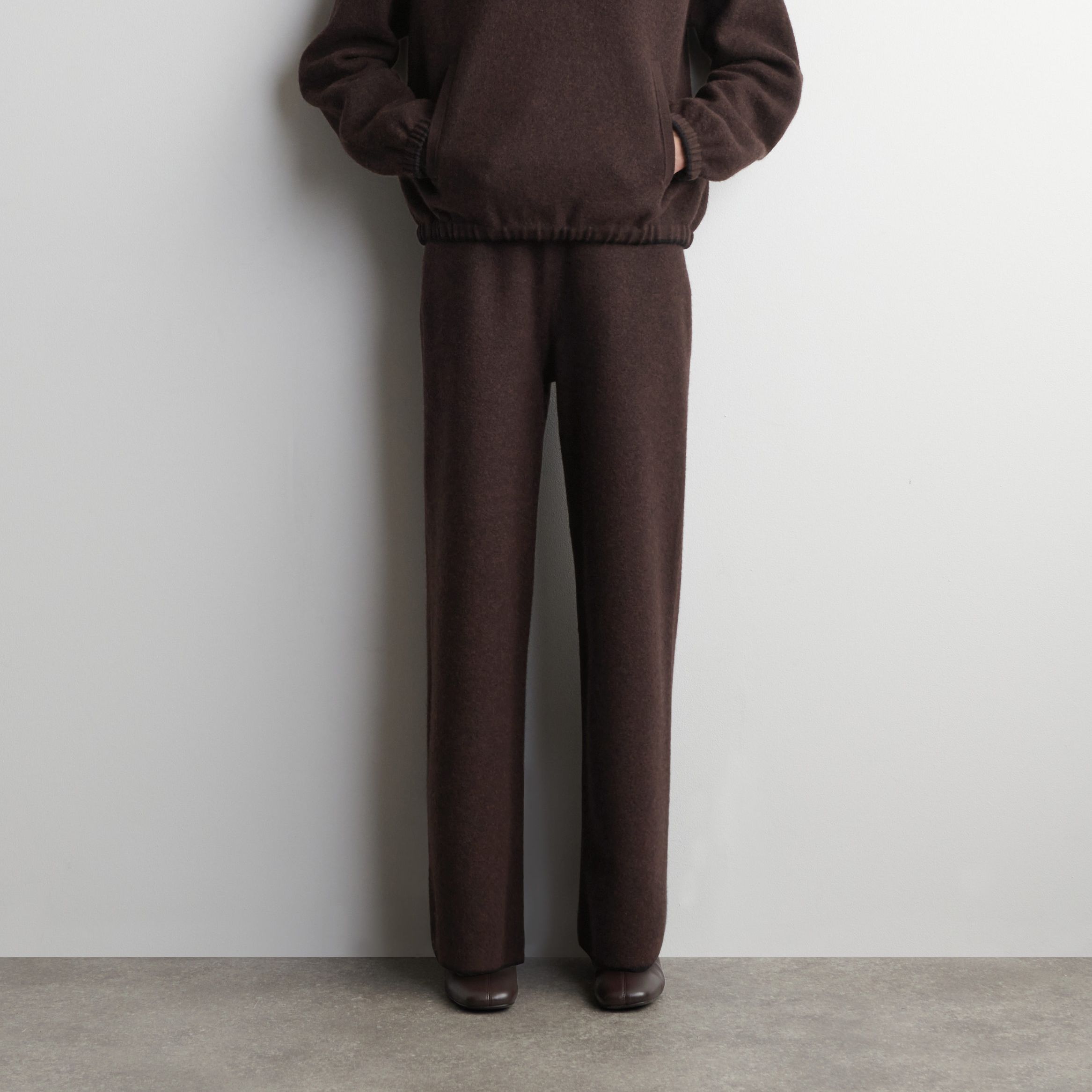 Boiled Merino Wool Wide-Leg Trousers