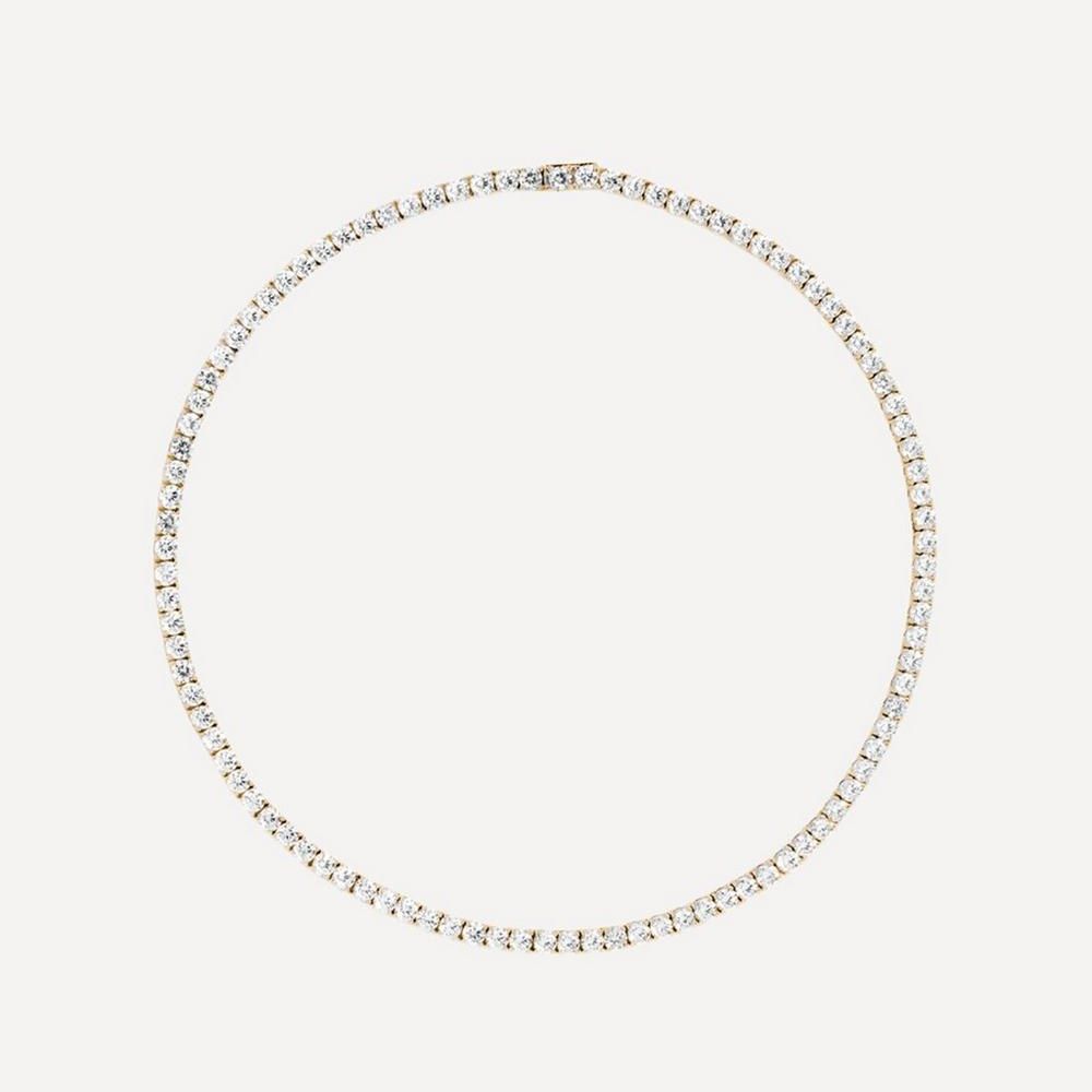 14ct Gold-Plated Vermeil Silver Medium Diamond Tennis Necklace