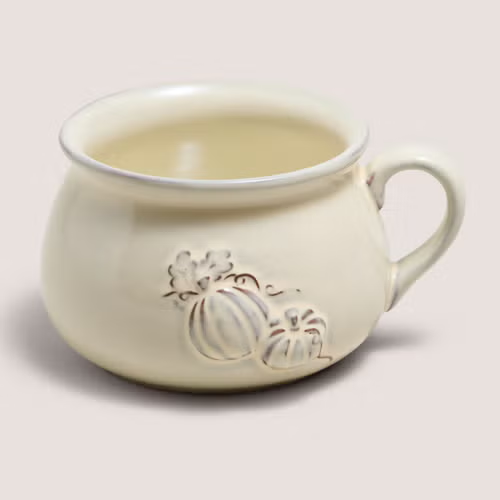 Cream Pumpkin Embossed Soup Bowl