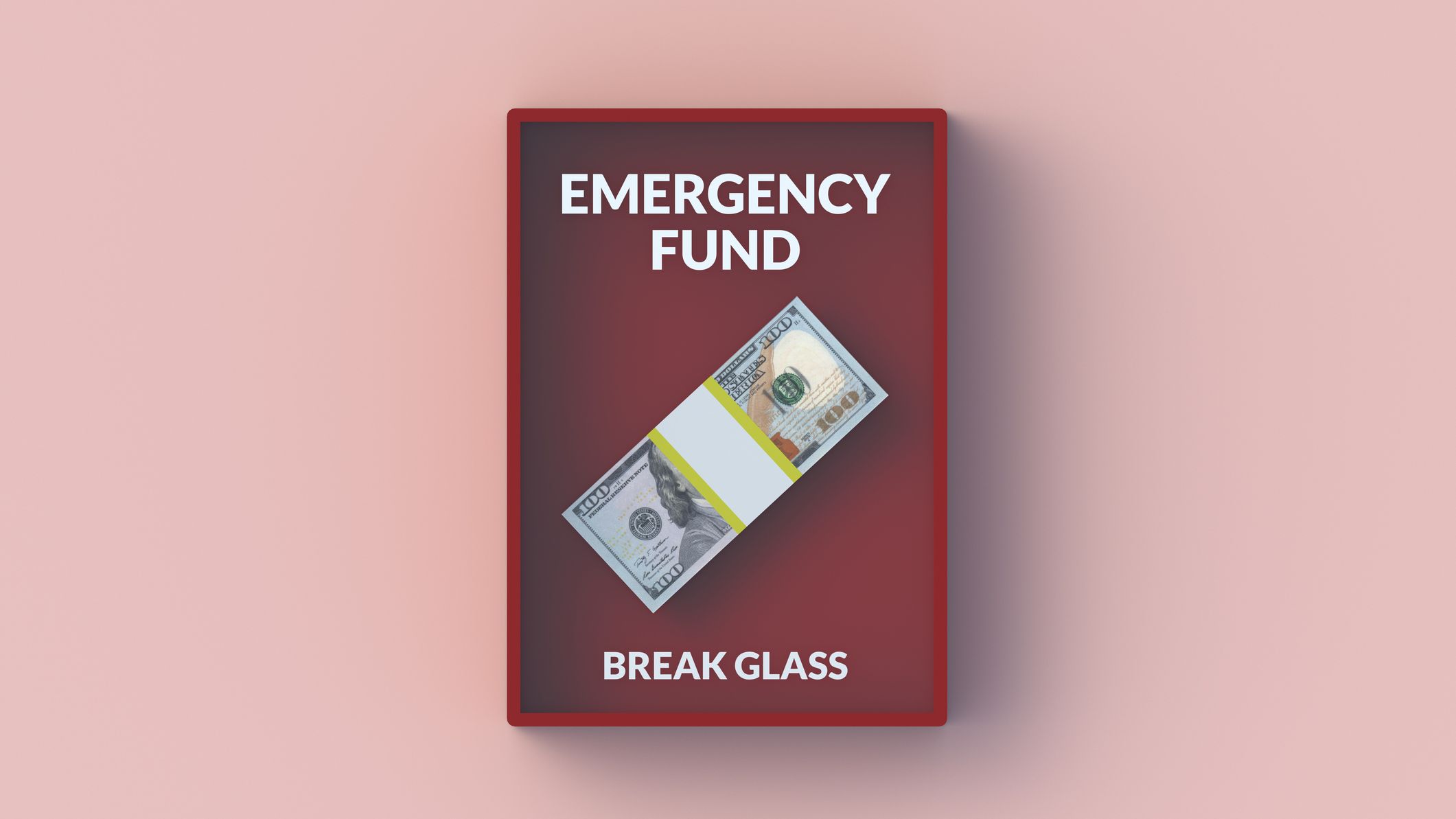 Emergency fund word on red box with dollar banknotes.