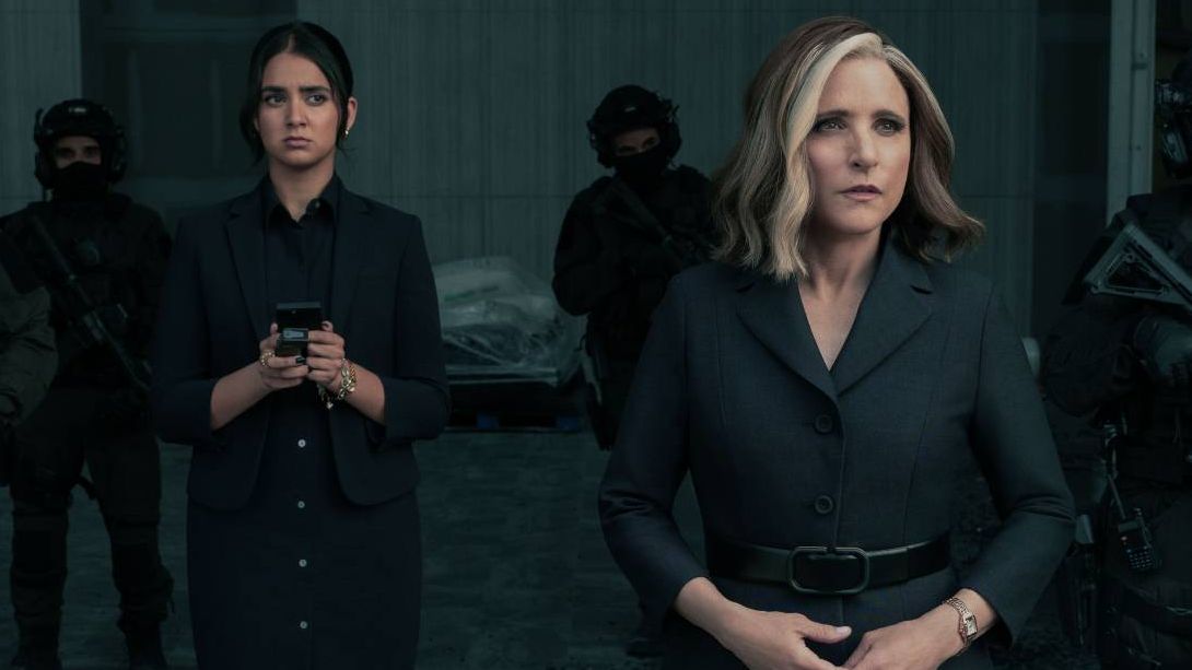 Geraldine Viswanathan as Mel and Julia Louis-Dreyfus as Valentina in Marvel&#039;s Thunderbolts