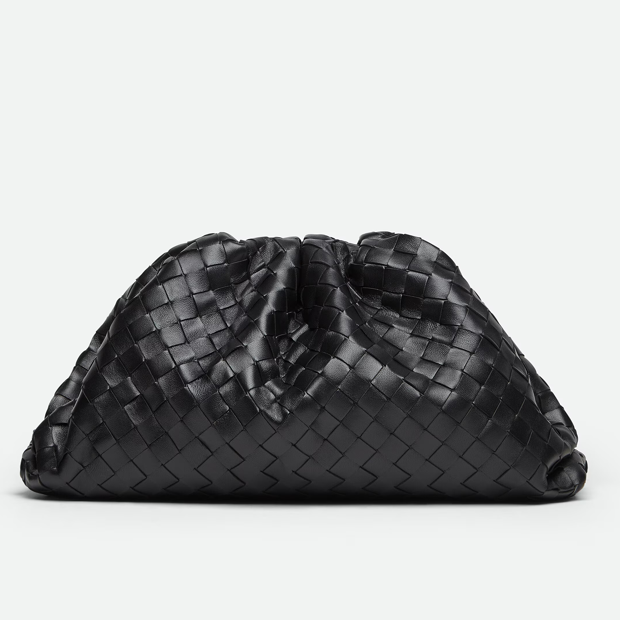 Bottega Veneta black woven pouch clutch bag
