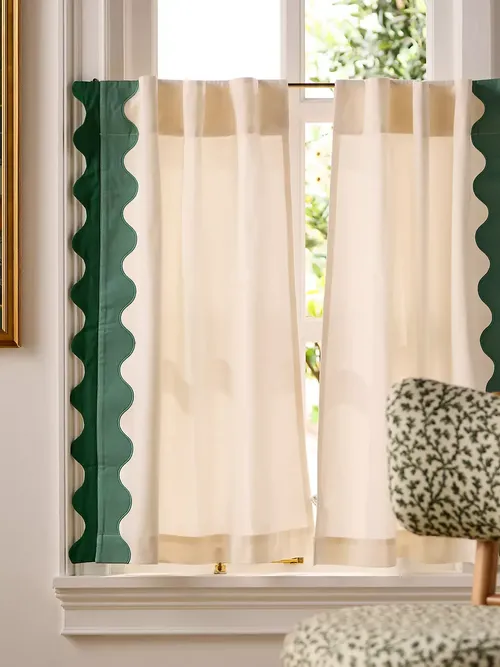 Maeve Scalloped Cotton Cafe Curtain, Set of 2
