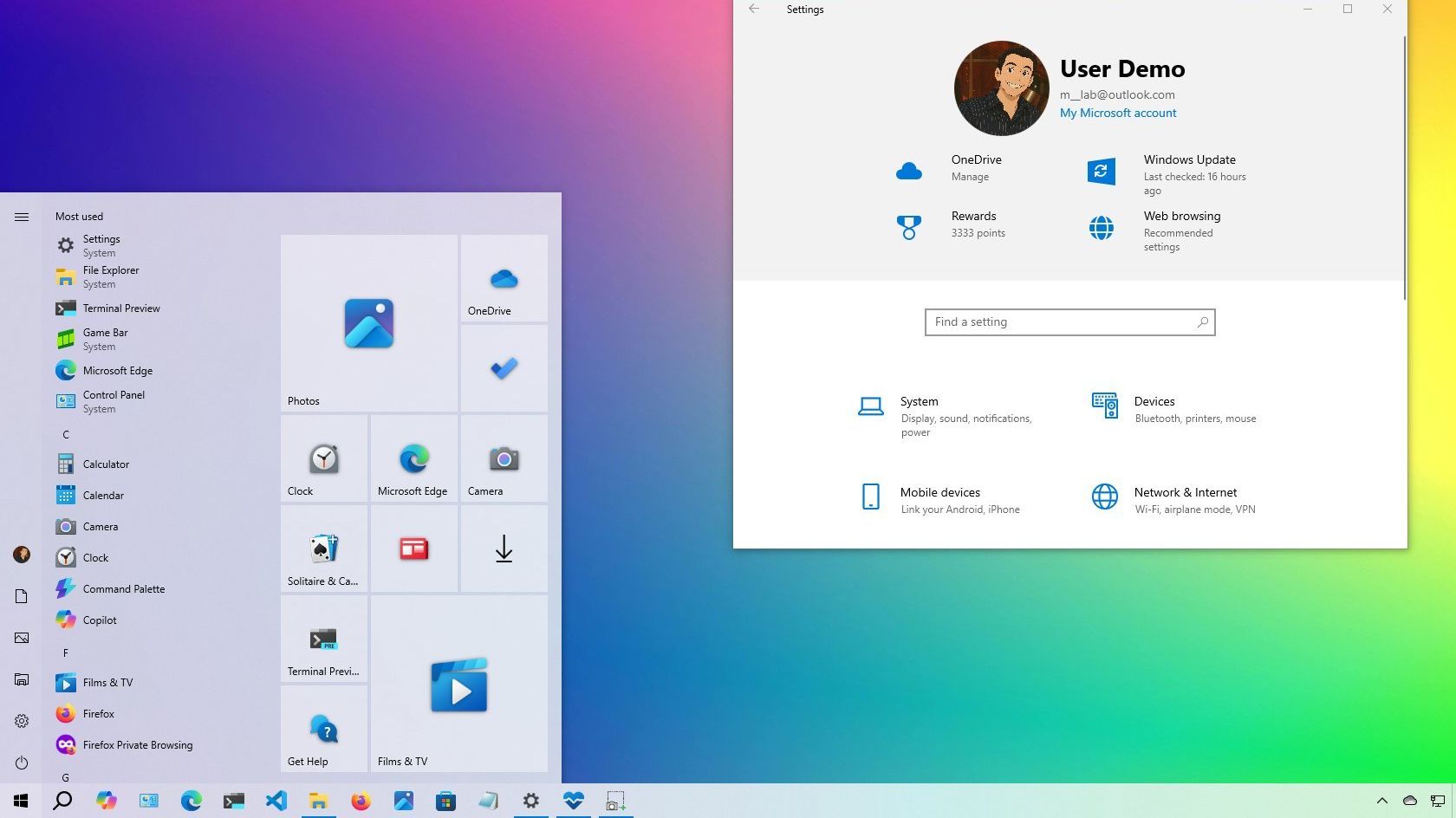 Windows 10 desktop with the Settings app