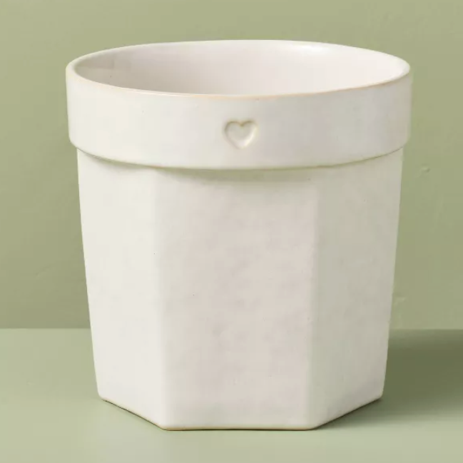 6" Ceramic Planter Pot with Heart Sour Cream - Hearth &amp;amp; Hand&amp;trade; with Magnolia