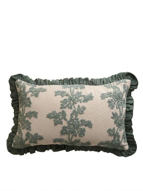Pure Cotton Floral Embroidered Bolster Cushion