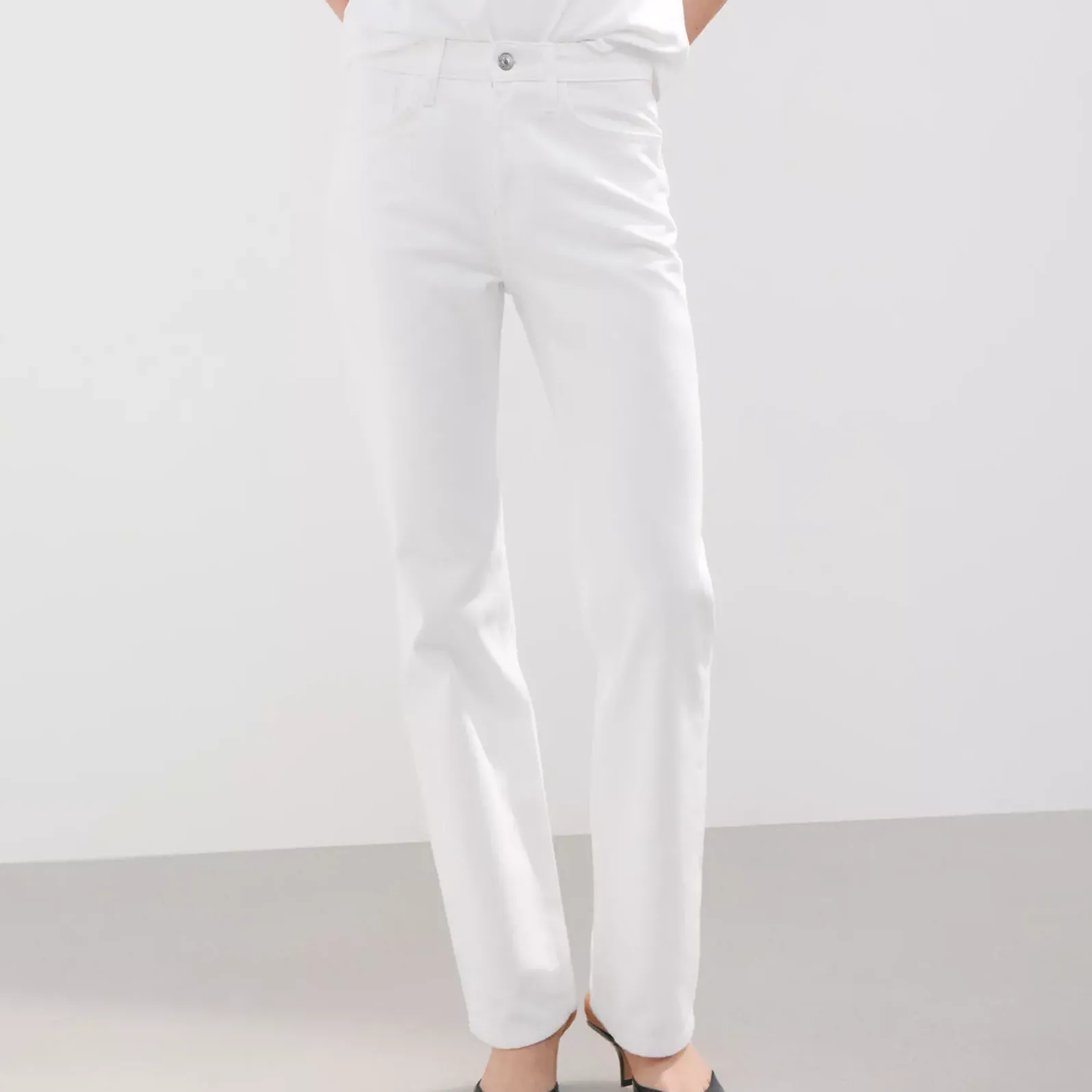 Mango Matilda White High-Rise Straight Jeans