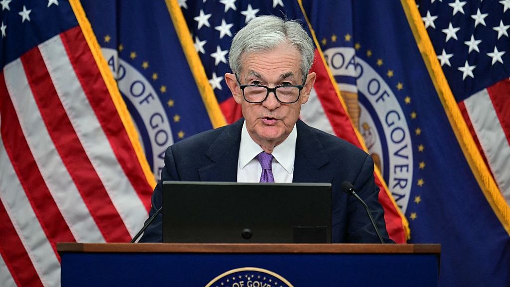 US Federal Reserve Chair Jerome Powell speaks during a press conference at the end of a Monetary Policy Committee meeting in Washington, DC, on October 29, 2025.