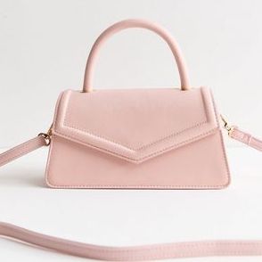 Light Pink Faux Leather Flap Top Handle Bag