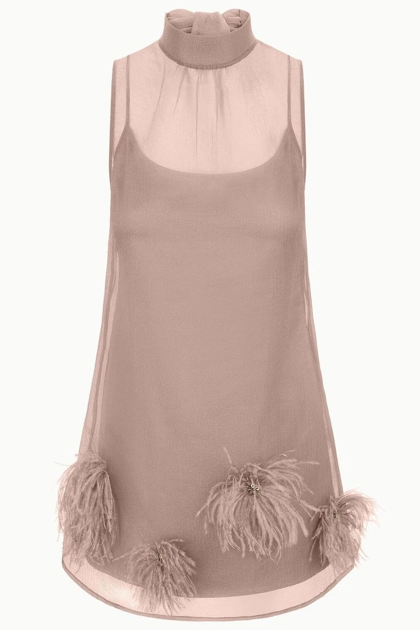 Staud Albee feather mini dress