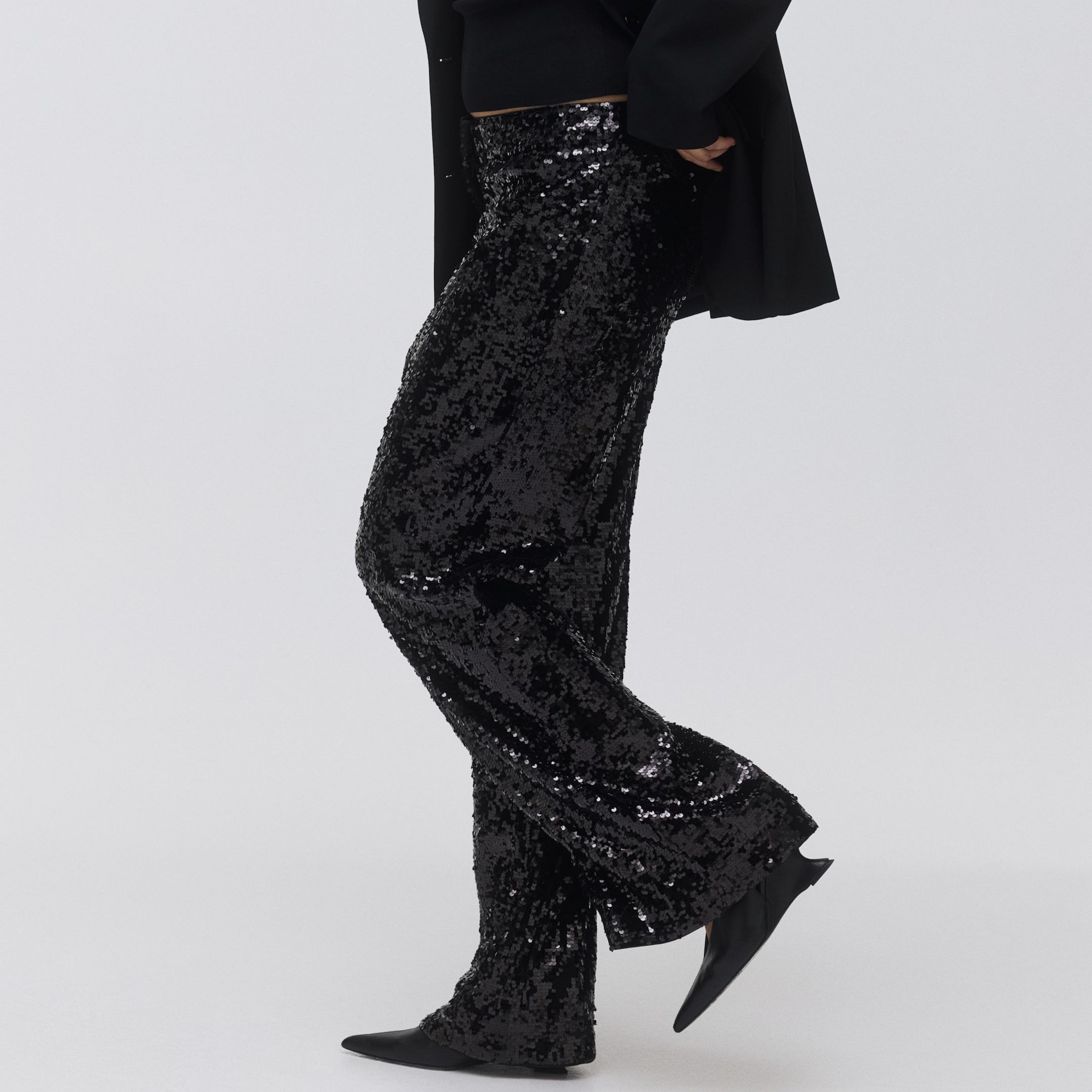 Sequined Trousers - Light Bronze-Coloured