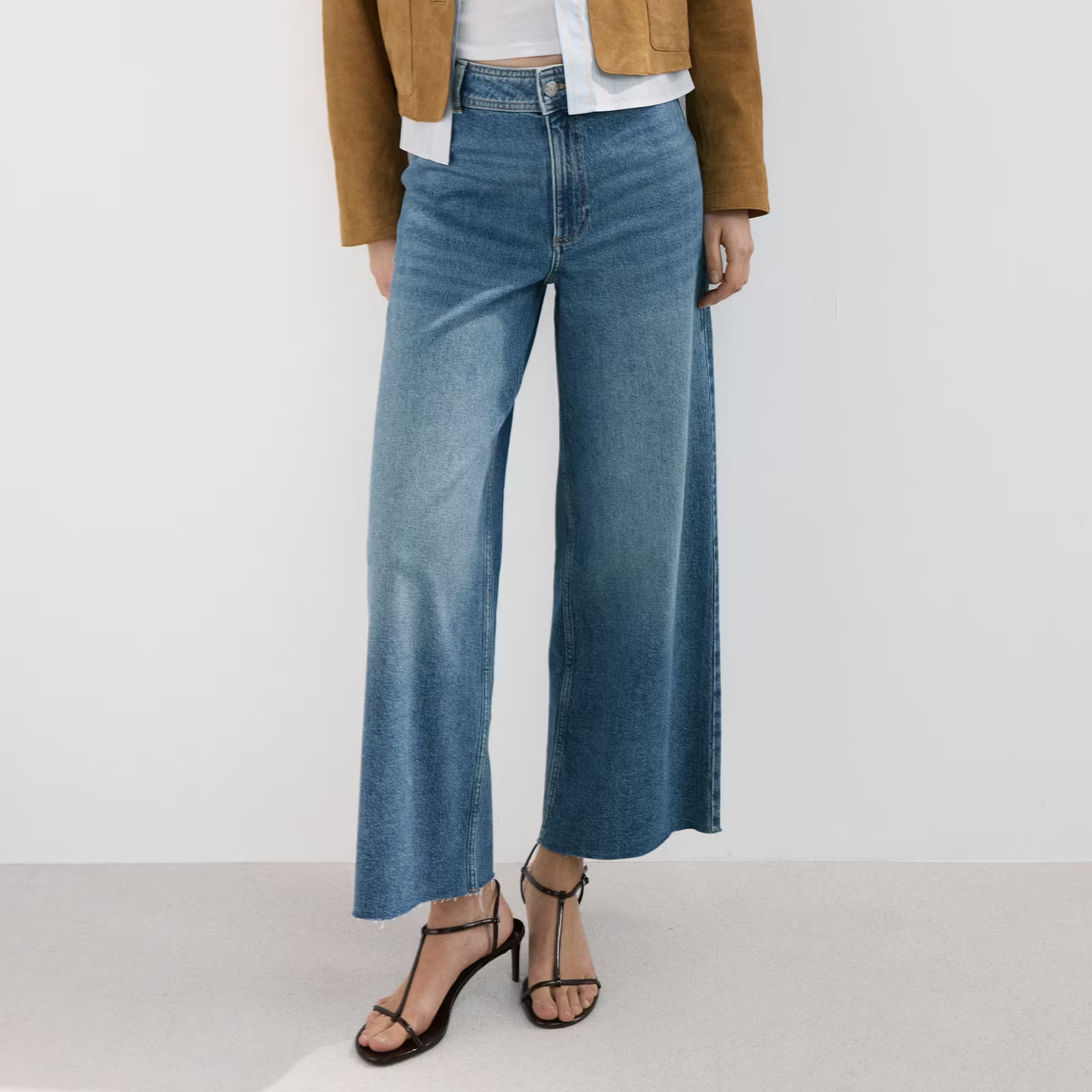 Mango, cropped Culotte Jeans