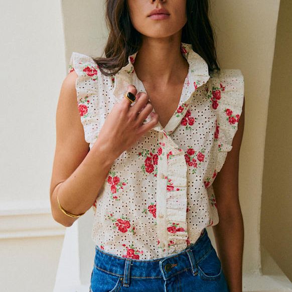 Caro Shirt - Rosa Corail Print - Cotton - S&amp;eacute;zane