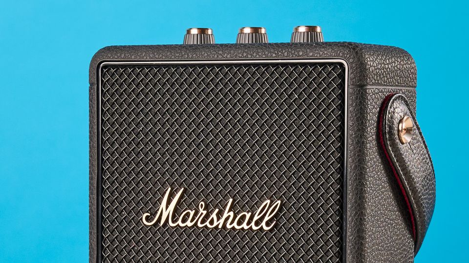 Marshall Stockwell III portable Bluetooth speaker in black and brass
