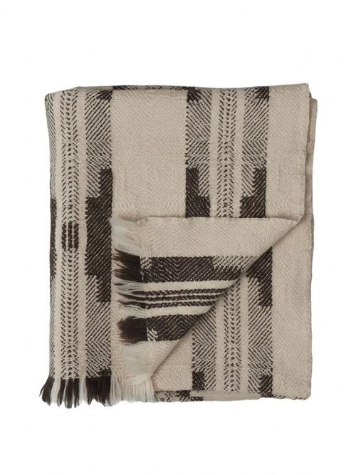 Bulgarian Wool Blanket | Ecru/brown