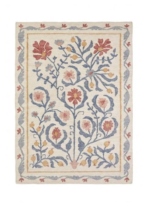 Antonia Rug in Jute With Flower Pattern