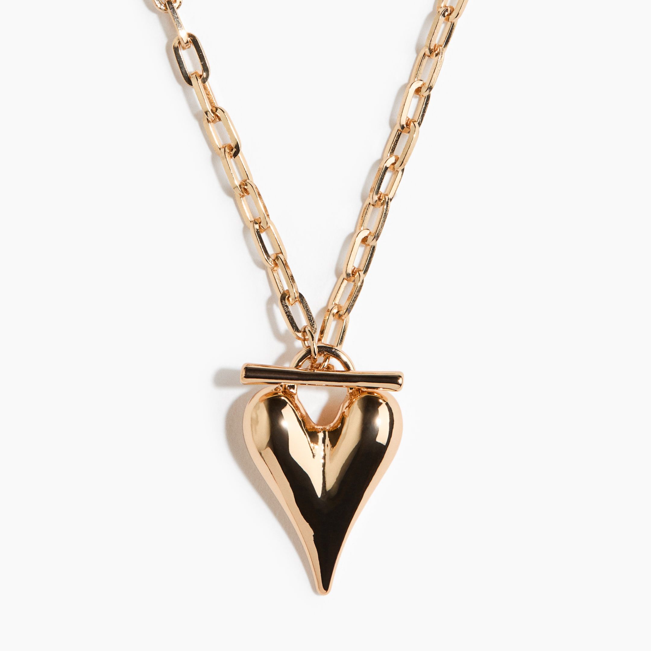 Heart-Pendant Chain Necklace - Gold-Coloured