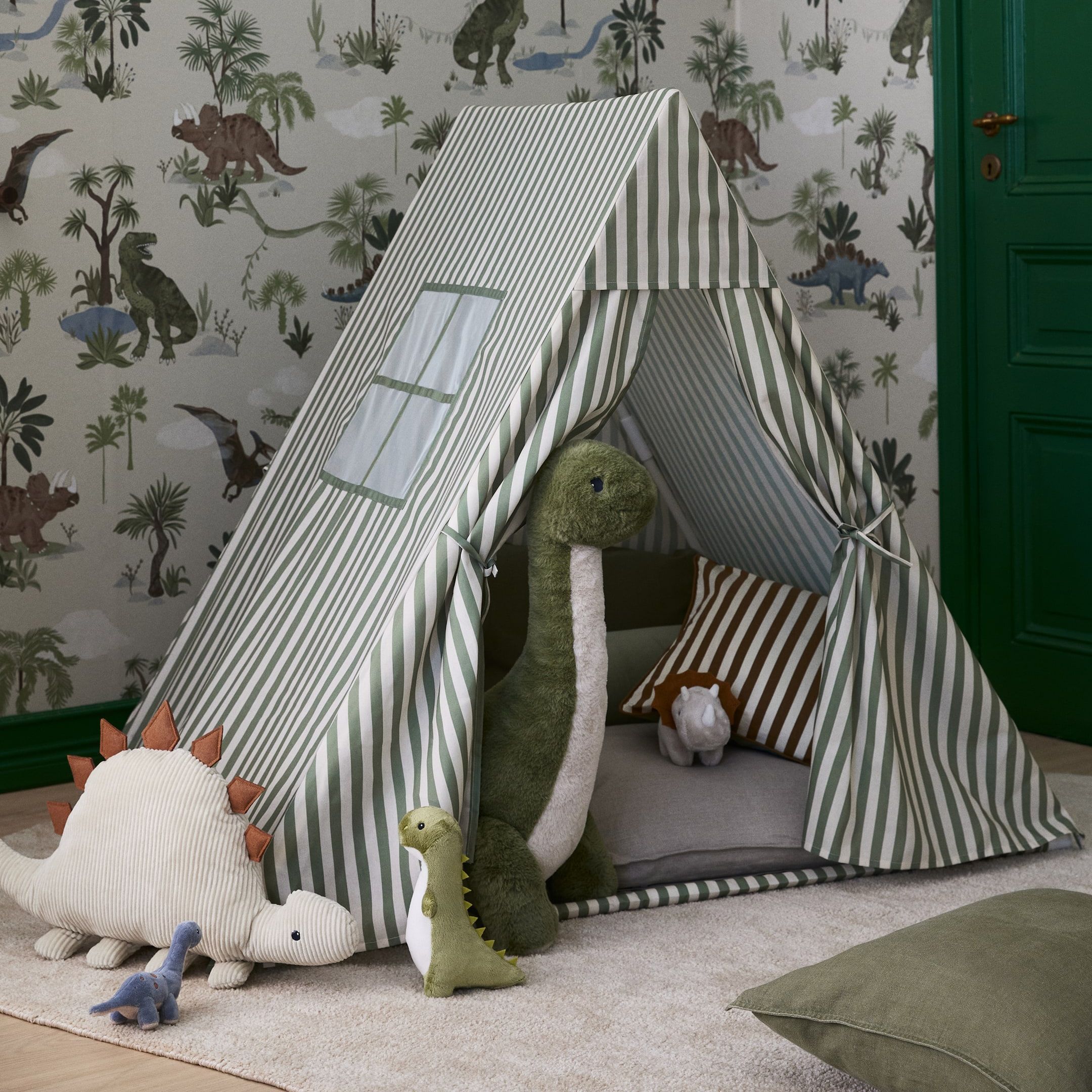 Play Tent - Light Khaki Green/striped