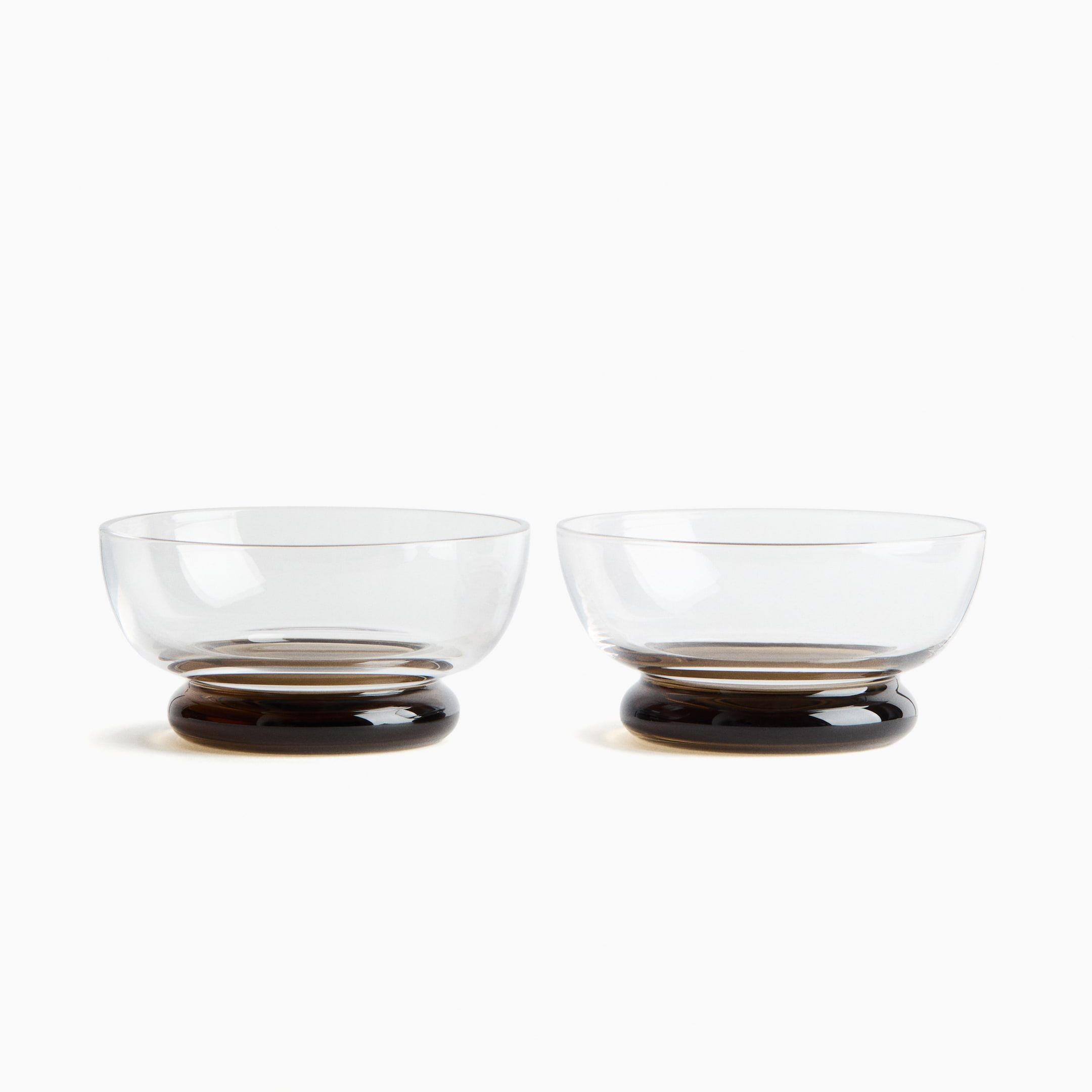 2-Pack Hand-Blown Glass Serving Bowls - Transparent/olive Green