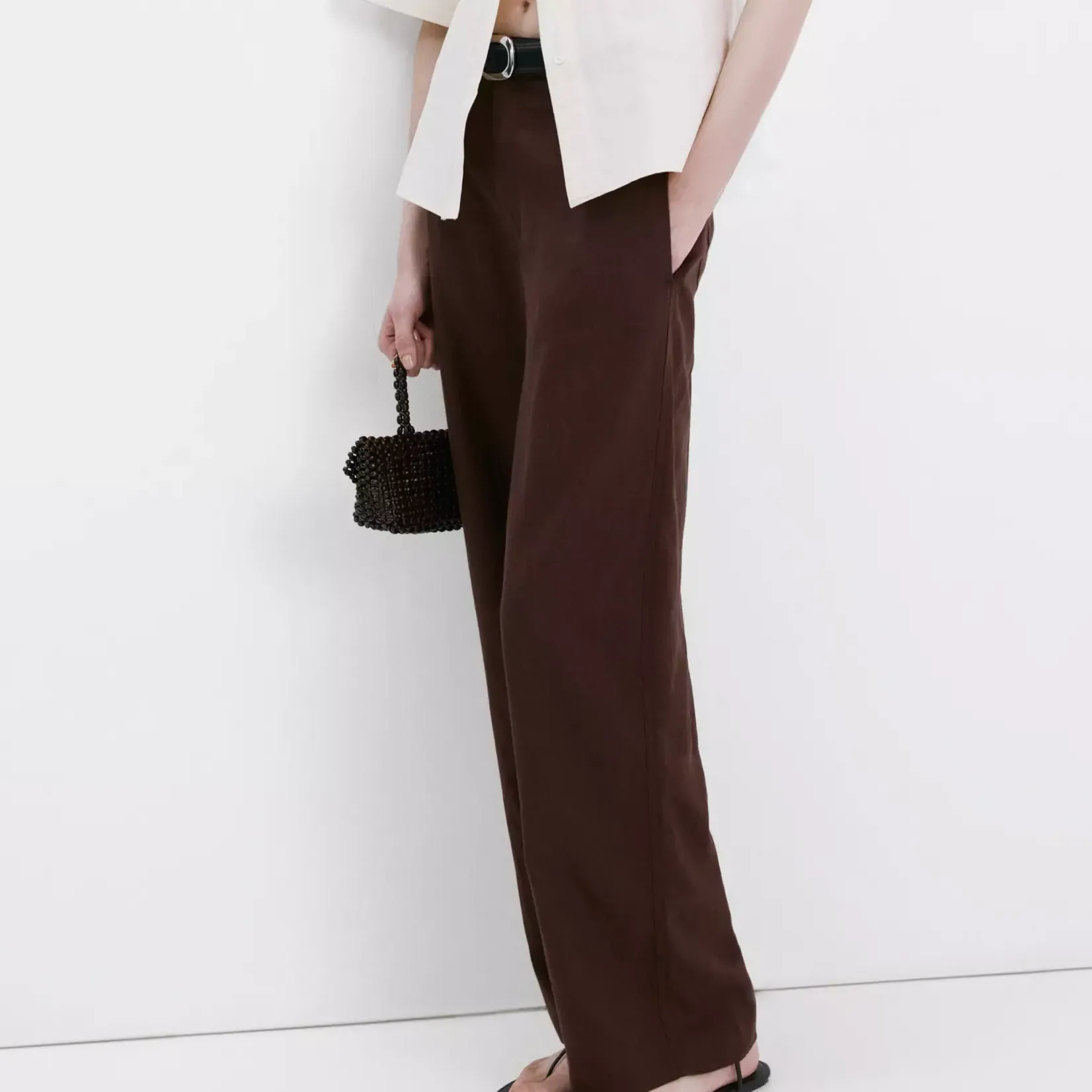 Mango Linen High-Waisted Trousers