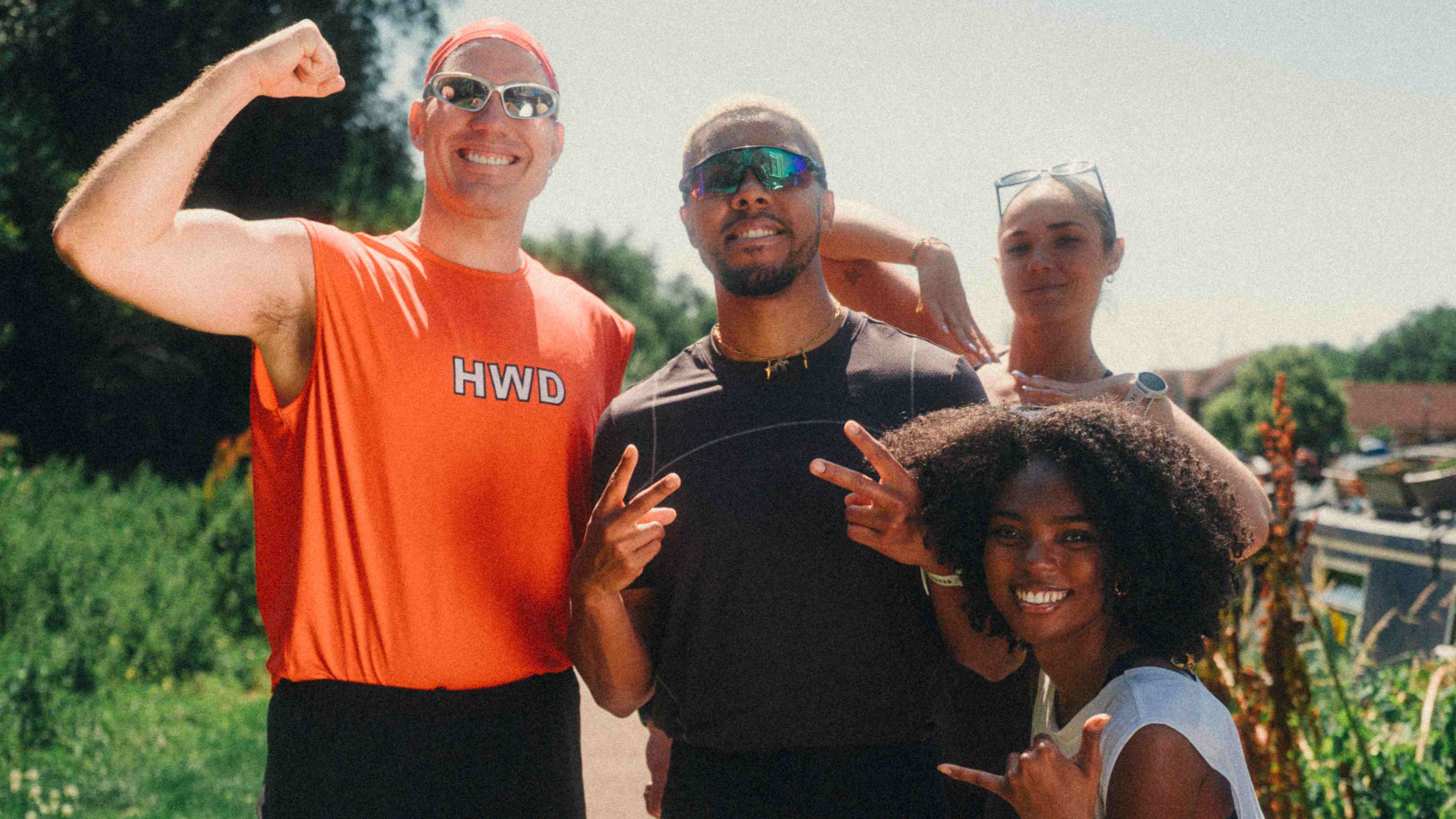 an image of the group posing mid run