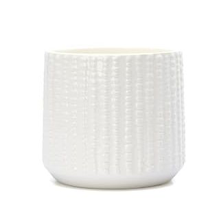 Arktiva Ceramic Planter Pot With Drainage Hole, 5 Inch Dia, Indoor and Outdoor, Home Patio Garden, Plants Flower Succulent, Textured Round (white)